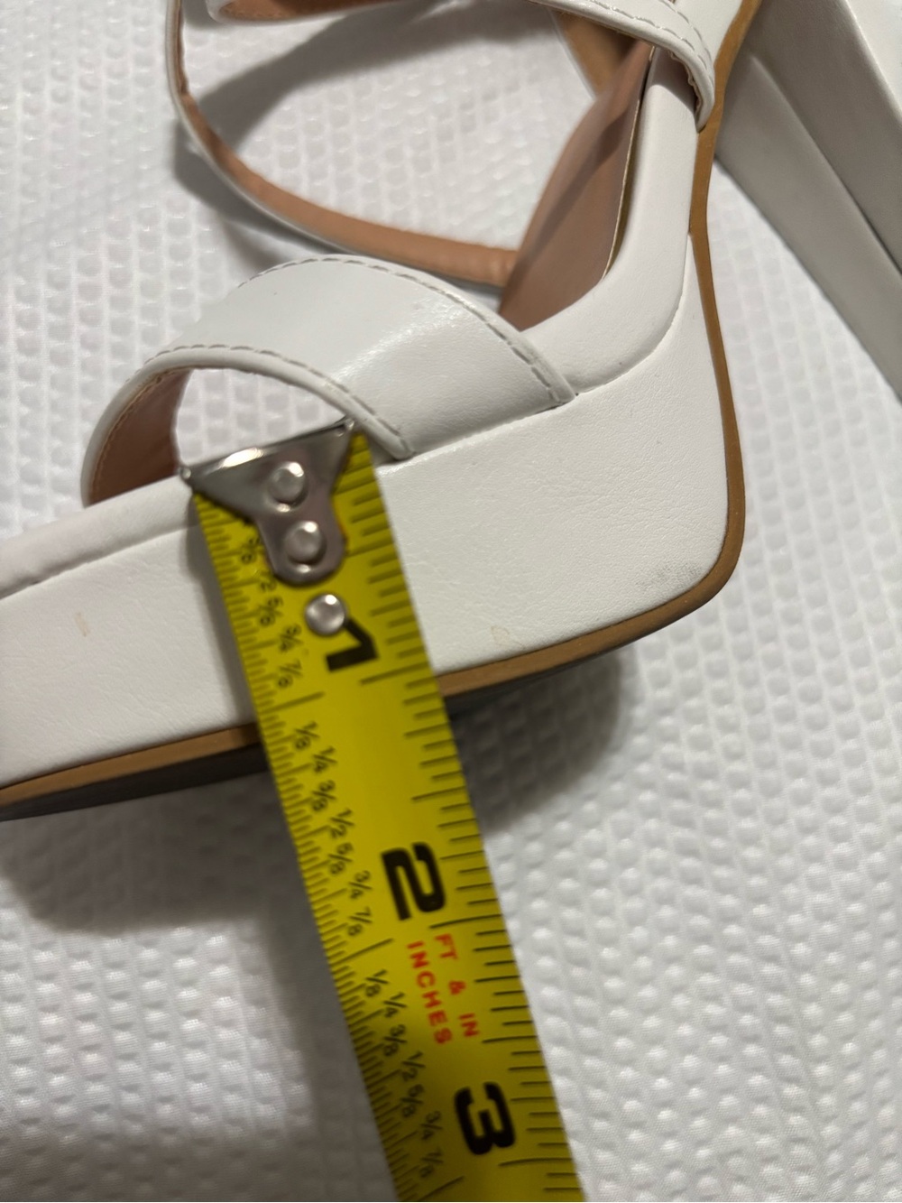 TOP Moda White Strappy Platform Heels with Gold Buckles - Picture 10 of 11